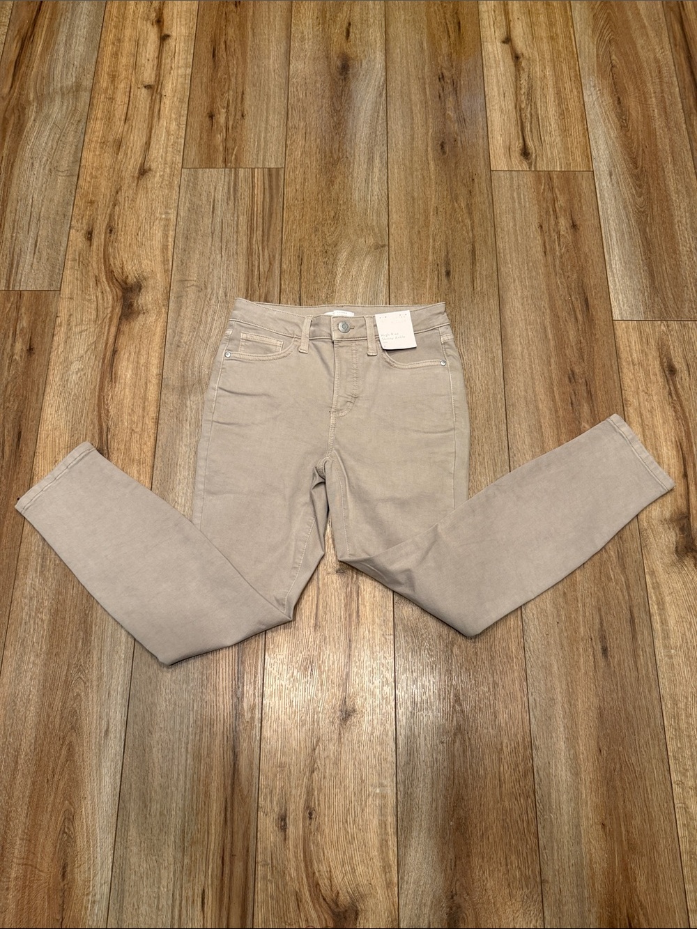 LC Lauren Conrad NWT Tan Skinny Ankle Jeans High Rise Stretch Denim Size 2